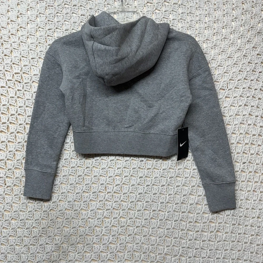 Nike Crop Top Hoodie Sweatshirt Girls‎ Size S Gray Pullover Colorful Logo NWT